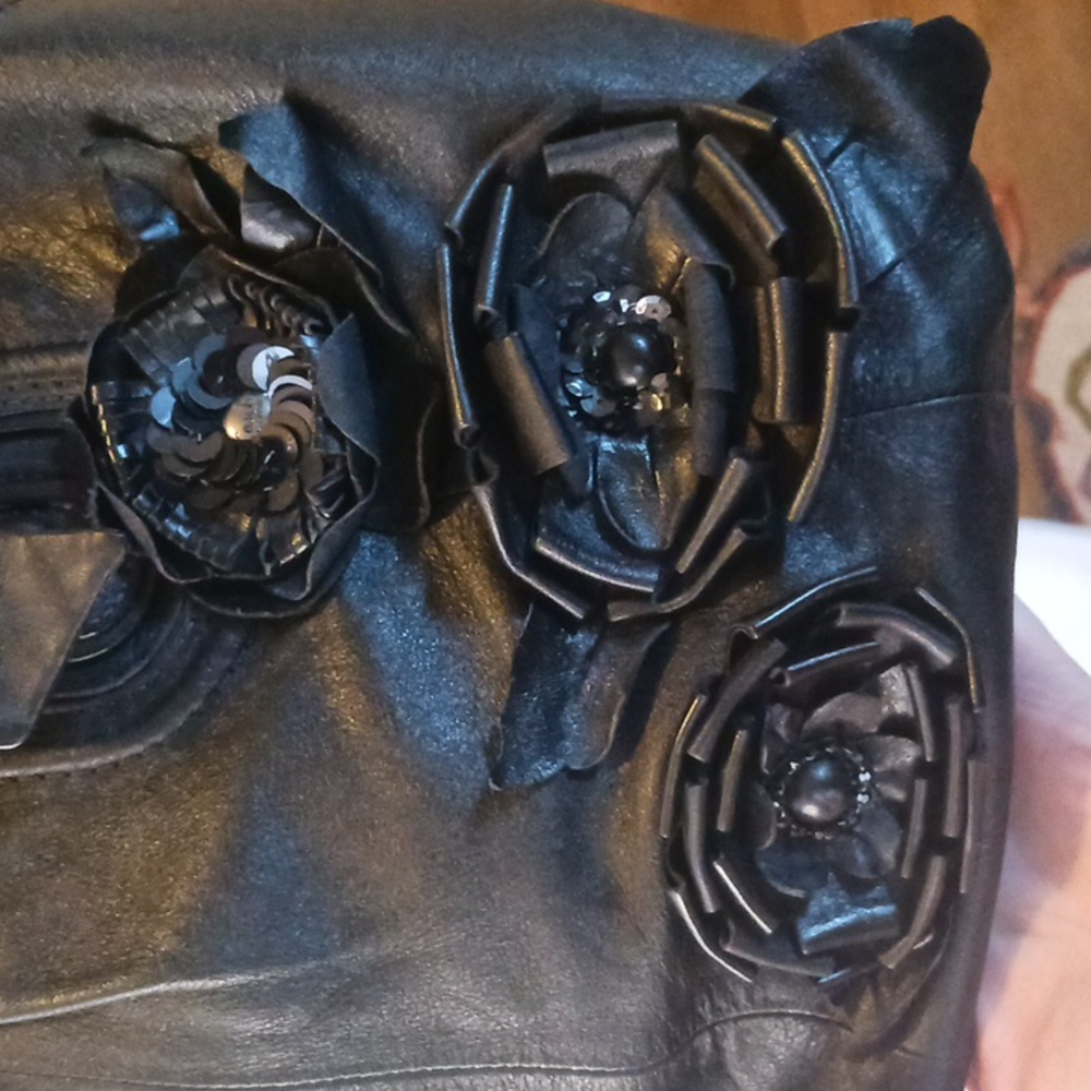 Coach Limited Edition Coach Sophia Black Leather Gunmetal Studs Bag MSRP $795 - Picture 5 of 16